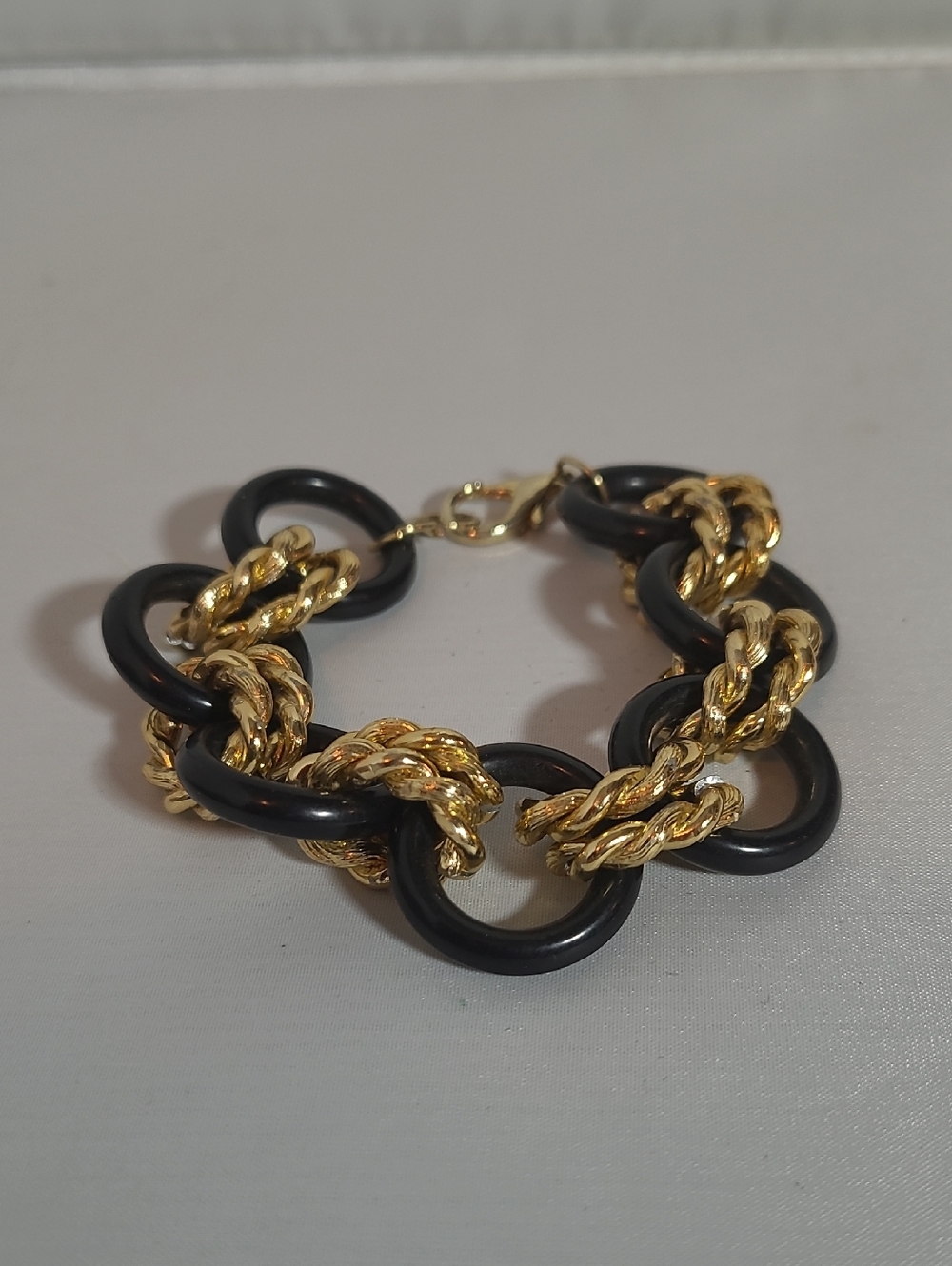 Vintage Gold and Black Link Bracelet - Women's Fashion Jewelry
